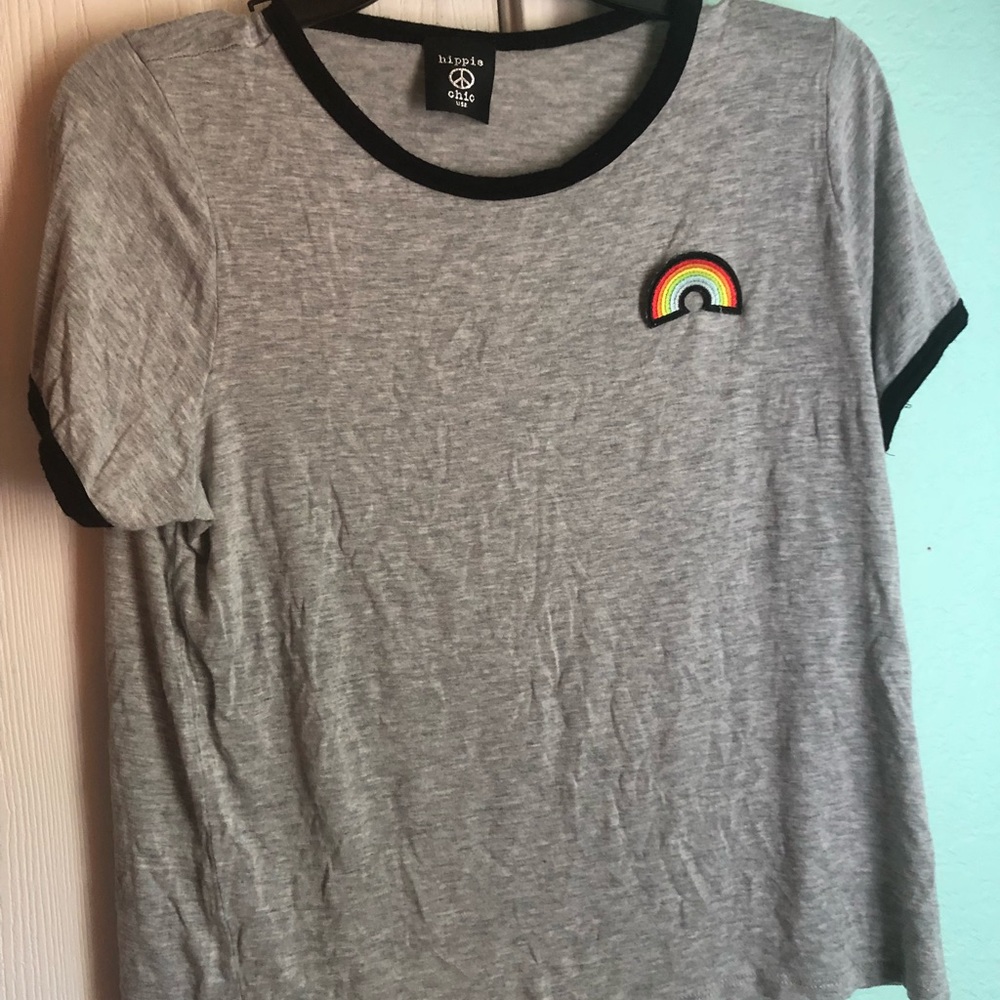 Grey T-shirt with Rainbow